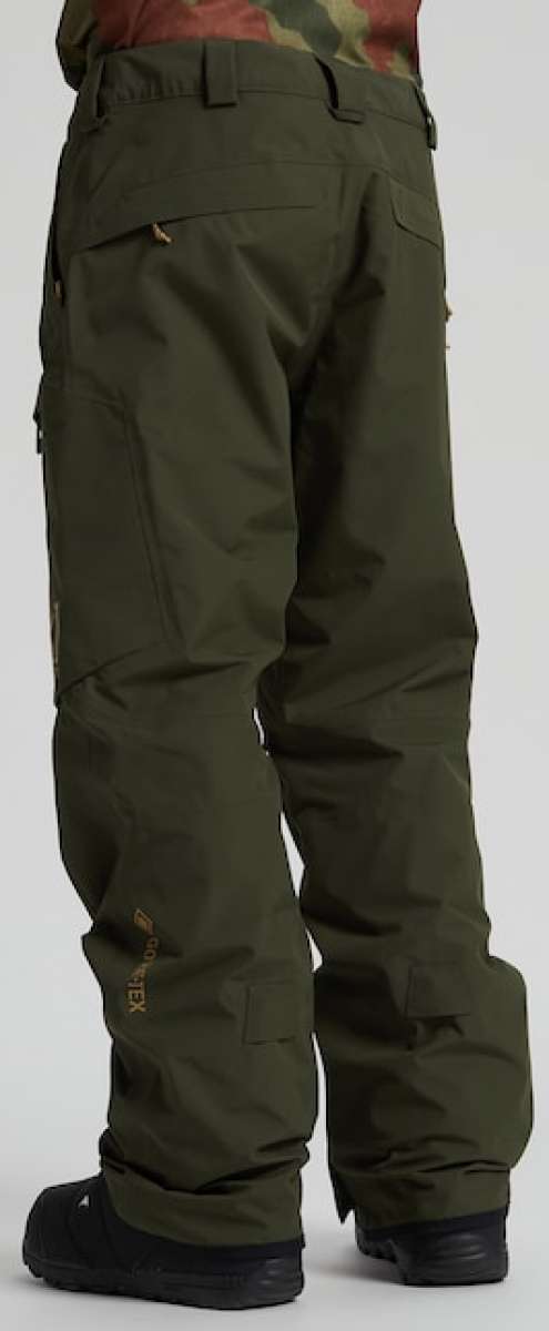 Burton AK GORE-TEX Cyclic Pant 2023 - Dark green pants with a subtle pattern of thin, darker stripes on the side seams and belt loops.