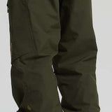 Burton AK GORE-TEX Cyclic Pant 2023 - Dark green pants with a subtle pattern of thin, darker stripes on the side seams and belt loops.