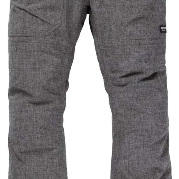 Burton Ballast Gore 2L Pant 2024 - A pair of gray snow pants with a subtle grid pattern and two zippered pockets on the side.