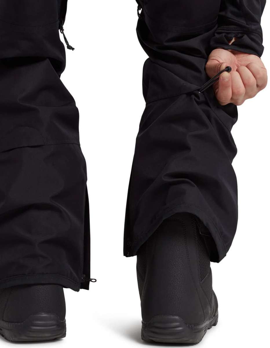Burton Ballast Gore 2L Pant 2024 - Black waterproof pants with a zippered pocket on the right thigh and adjustable Velcro straps at the waist.