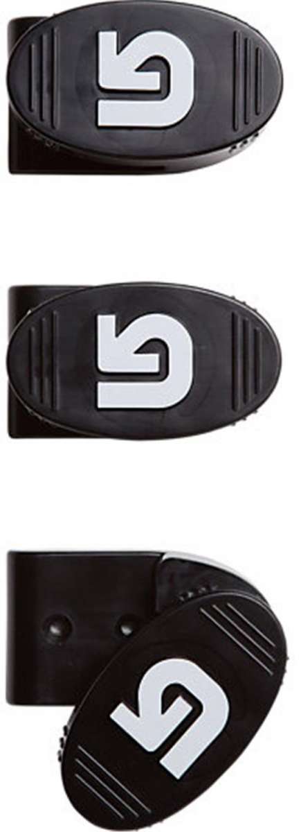 Burton Board Wall Mounts - Black wall mount with two holes for hanging boards, featuring a small metal screw in one hole.