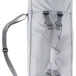 Burton Commuter Space Sack 2024 - A light gray duffel bag with a zippered top and two black shoulder straps.