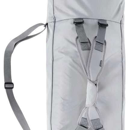 Burton Commuter Space Sack 2024 - A light gray duffel bag with a zippered top and two black shoulder straps.