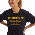 Burton Durable Goods Short Sleeve T-Shirt 2023 - A black t-shirt with yellow lettering and a white logo on the front.