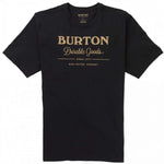 Burton Durable Goods Short Sleeve T-Shirt 2023 - A black t-shirt with "BURTON" in tan letters across the chest and "DURABLE GOODS" underneath in smaller script below.