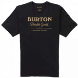 Burton Durable Goods Short Sleeve T-Shirt 2023 - A black t-shirt with "BURTON" in tan letters across the chest and "DURABLE GOODS" underneath in smaller script below.
