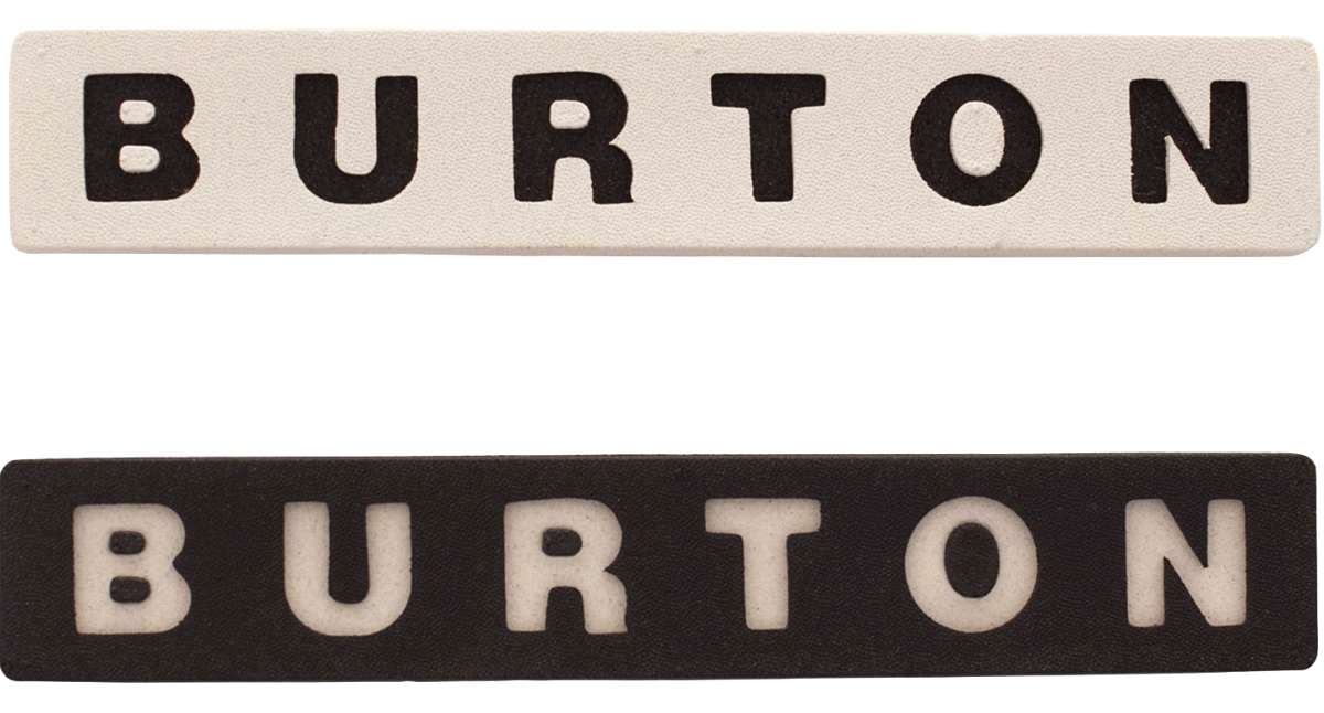 Burton Foam Mat Snowboard Stomp Pad - A rectangular foam mat with rounded corners, featuring the word "BURTON" in bold black letters across its top surface.