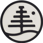 Burton Foam Mat Snowboard Stomp Pad - A round, white foam mat with a black logo in the center and a small circular indentation on the right side.