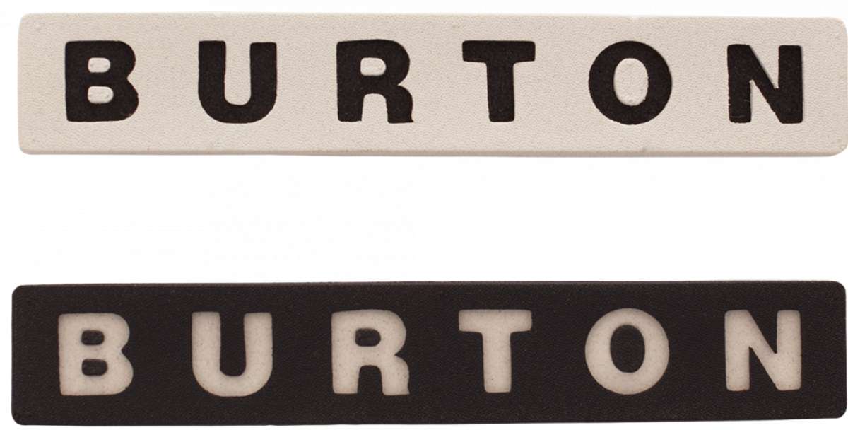 Burton Foam Mat Stomp Pad 2024 - A rectangular foam mat with rounded corners, featuring a solid light gray color and the word "BURTON" in large dark gray letters across its top surface.