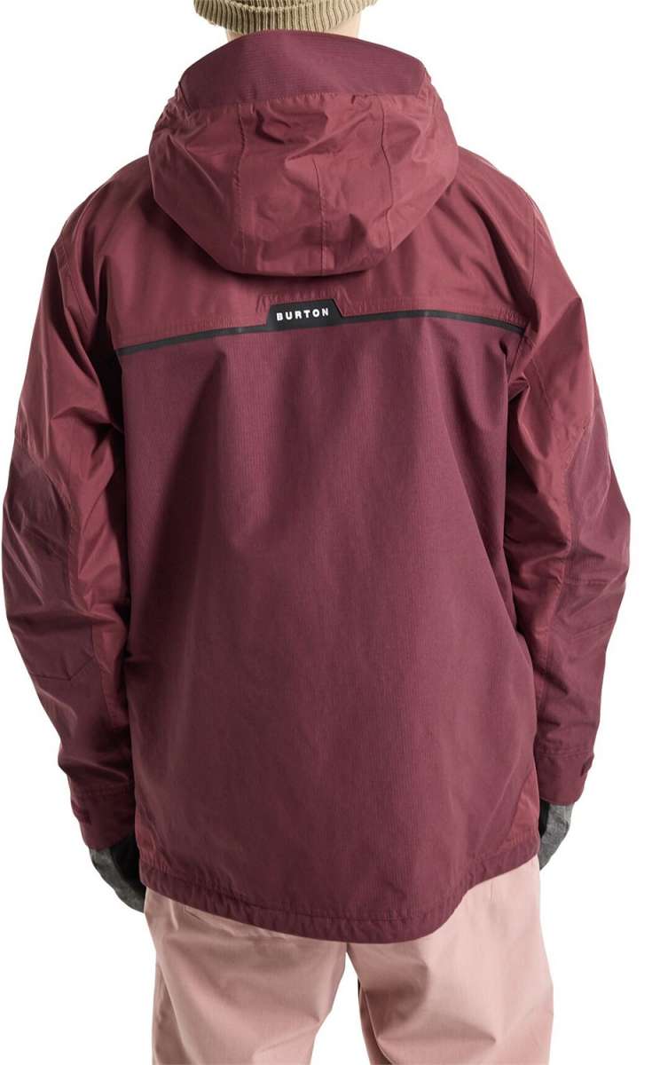 Burton Frostner 2L Jacket 2024 - A maroon jacket with a black stripe across the chest and hood.