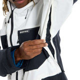 Burton Frostner 2L Jacket 2024 - A black and white jacket with a zippered chest pocket featuring the word "BURTON" in white letters.