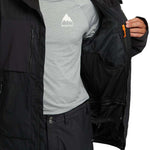 Burton Frostner 2L Jacket 2024 - A black jacket with a white logo on the chest and a zipper closure.