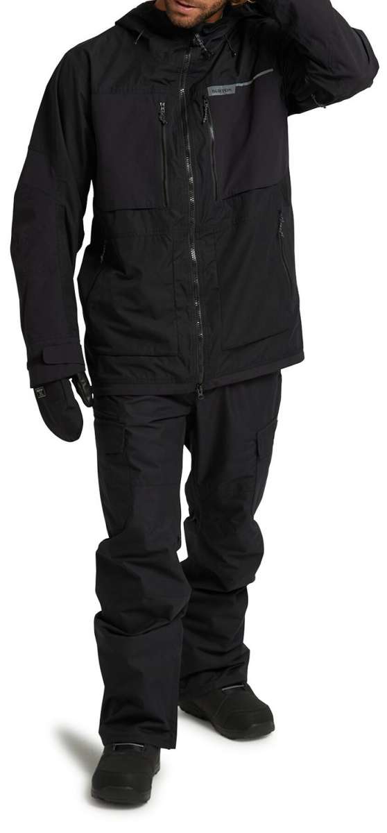 Burton Frostner 2L Jacket 2024 - Black jacket with a hood and zippered pockets.
