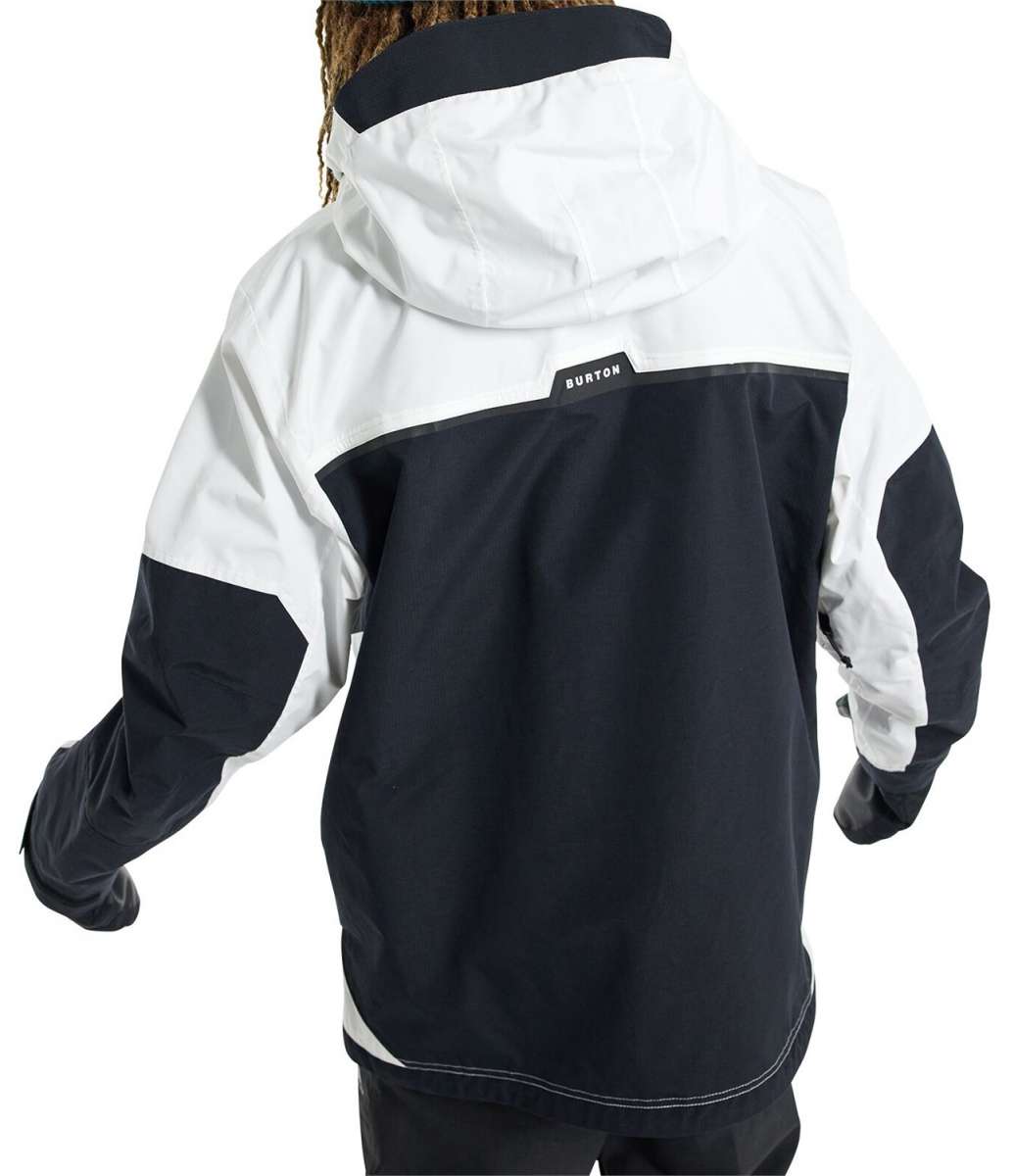 Burton Frostner 2L Jacket 2024 - A black jacket with a white stripe on the sleeve and a hood.