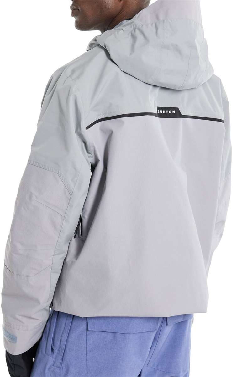 Burton Frostner 2L Jacket 2024 - A light gray jacket with a black stripe across the chest and hood.