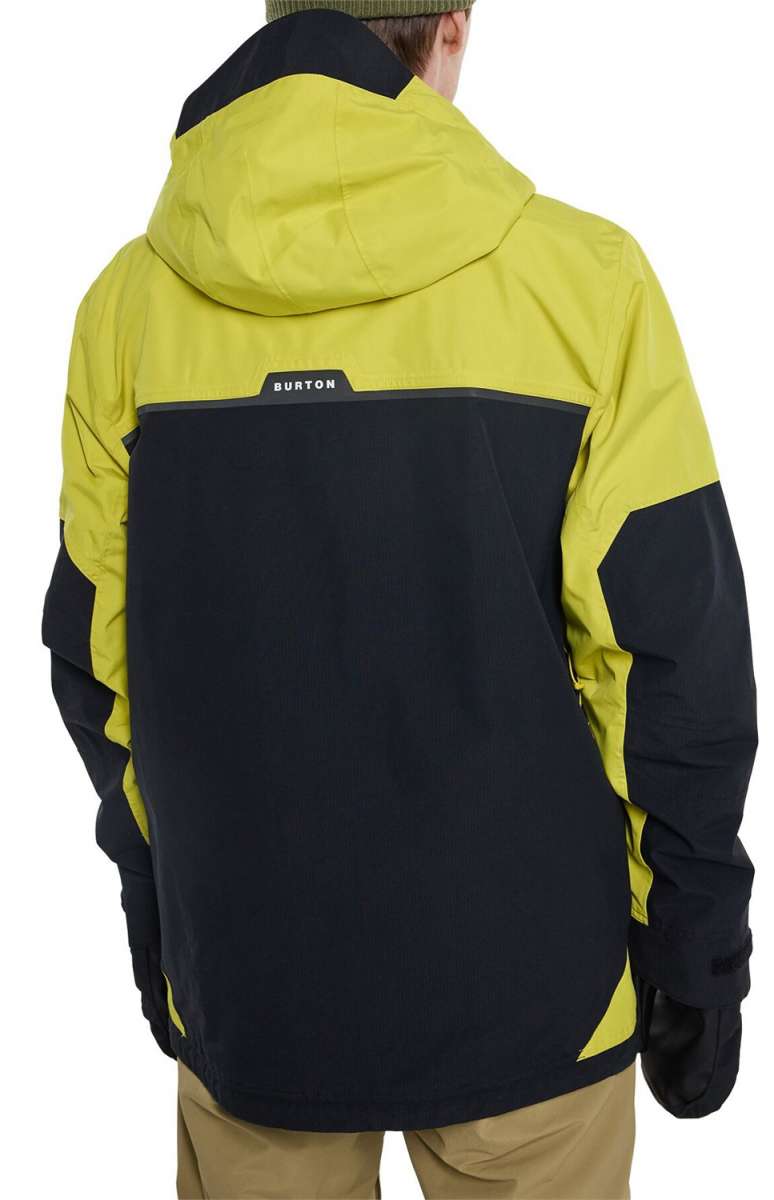Burton Frostner 2L Jacket 2024 - A black jacket with a yellow stripe across the chest and shoulders.