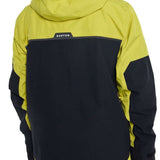 Burton Frostner 2L Jacket 2024 - A black jacket with a yellow stripe across the chest and shoulders.