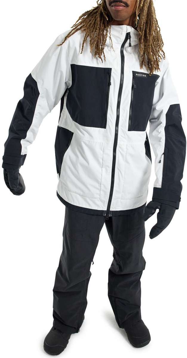 Burton Frostner 2L Jacket 2024 - A white jacket with black accents and a zippered chest pocket.
