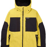 Burton Frostner 2L Jacket 2024 - A bright yellow and black jacket with a hood, featuring two zippered pockets on the front.