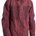 Burton Frostner 2L Jacket 2024 - A maroon-colored jacket with a hood and multiple zippered pockets.