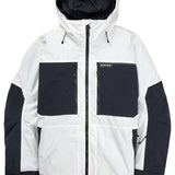 Burton Frostner 2L Jacket 2024 - A white jacket with black accents and a hood, featuring two zippered pockets on the front.