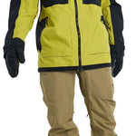 Burton Frostner 2L Jacket 2024 - A bright yellow jacket with black accents and a hood, featuring two zippered pockets on the front.