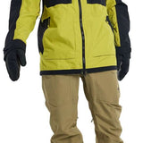 Burton Frostner 2L Jacket 2024 - A bright yellow jacket with black accents and a hood, featuring two zippered pockets on the front.