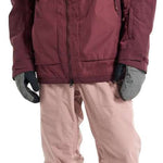 Burton Frostner 2L Jacket 2024 - A maroon jacket with a hood and zippered pockets.