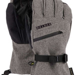 Heather gray waterproof ski gloves with adjustable wrist strap and pull toggles