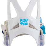 Burton Junior's Grom Disc Snowboard Binding - A white snowboard binding with blue accents and a gray strap.