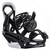 Burton Junior's Smalls Snowboard Binding 2023 - A black snowboard binding with a white logo on the strap and a small, round silver buckle.