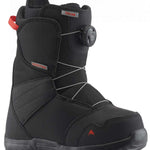 Burton Junior's Zipline BOA Snowboard Boot 2023 - Black snowboard boots with red accents and a black BOA dial on the side.