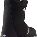 Burton Junior's Grom BOA Snowboard Boot 2024 - Black snowboard boots with white logo on side and black laces.
