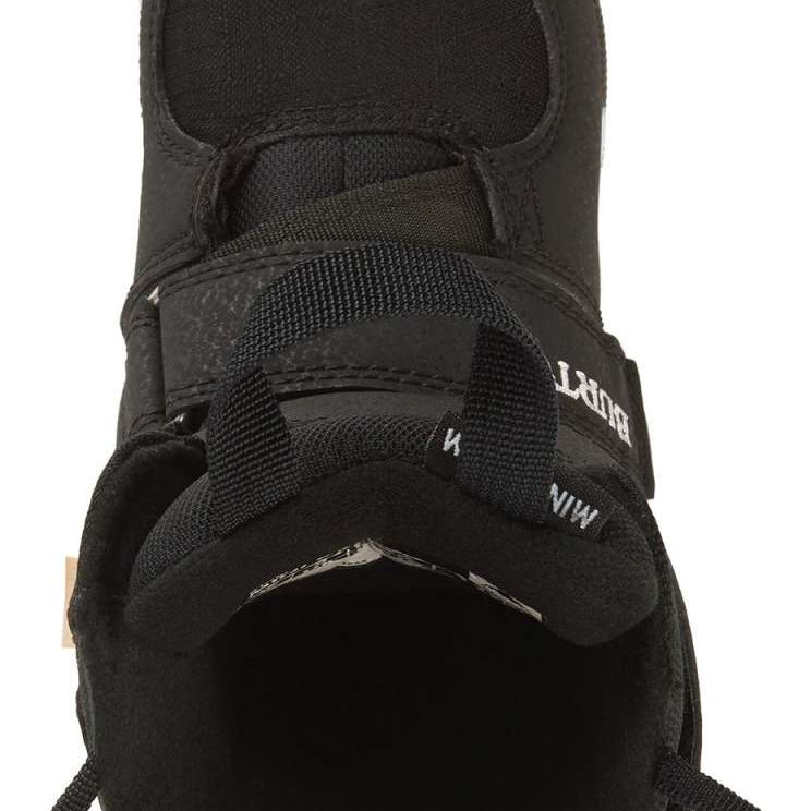 Burton Kid's Mini Grom Snowboard Boot 2024 - Black snowboard boot with white logo on top and black laces.