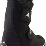 Burton Kid's Mini Grom Snowboard Boot 2024 - Black snowboard boots with white logo on strap and black laces.