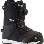 Burton Kids Zipline Step On Snowboarding Boots 2024 - Black snowboard boots with white accents and a small logo on the toe.