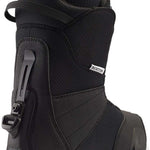 Burton Kids Zipline Step On Snowboarding Boots 2024 - Black boots with white accents and a textured pattern on the side.