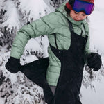 Burton Women's AK Gore-Tex Kimmy Bib Pant 2023 - Black bib pants with a quilted pattern on the upper thigh area.