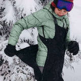 Burton Women's AK Gore-Tex Kimmy Bib Pant 2023 - Black bib pants with a quilted pattern on the upper thigh area.