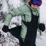 Burton Women's AK Gore-Tex Kimmy Bib Pant 2023 - Black bib pants with a quilted pattern on the upper thigh area.