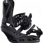 Burton Women's Escapade Snowboard Binding 2023 - A black snowboard binding with a white logo on top of the strap and a blue screw in front.