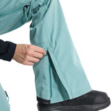 Burton Women's Gloria 2 Layer Stretch Pant 2024 - A pair of light blue snow pants with a zippered pocket on the side and a black zipper pull.