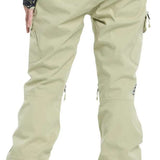 Burton Women's Gloria 2 Layer Stretch Pant 2024 - A pair of khaki-colored snow pants with zippered pockets and adjustable cuffs.