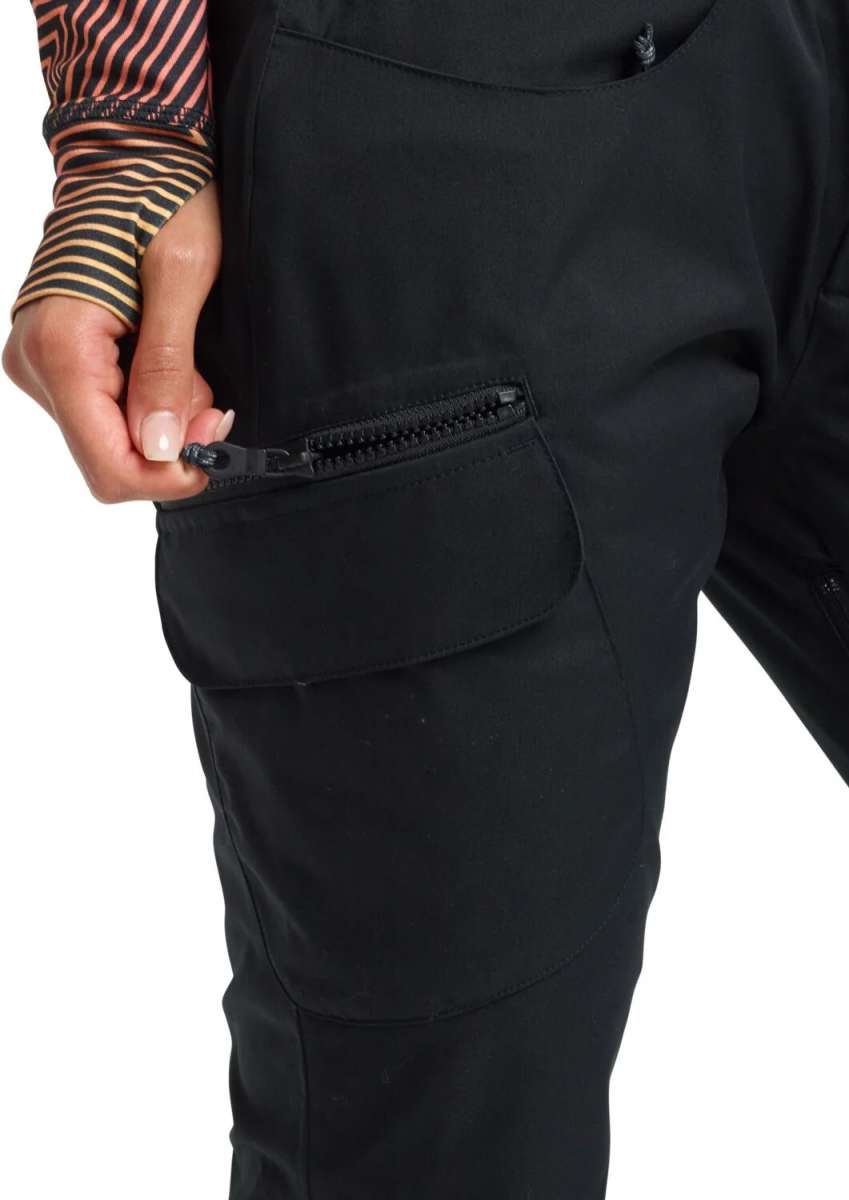 Burton Women's Gloria 2 Layer Stretch Pant 2024 - Black pants with a zippered pocket on the back right side.