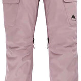 Burton Women's Gloria 2 Layer Stretch Pant 2024 - A pair of light pink snow pants with a zippered pocket on the right thigh and two cargo pockets on each leg.