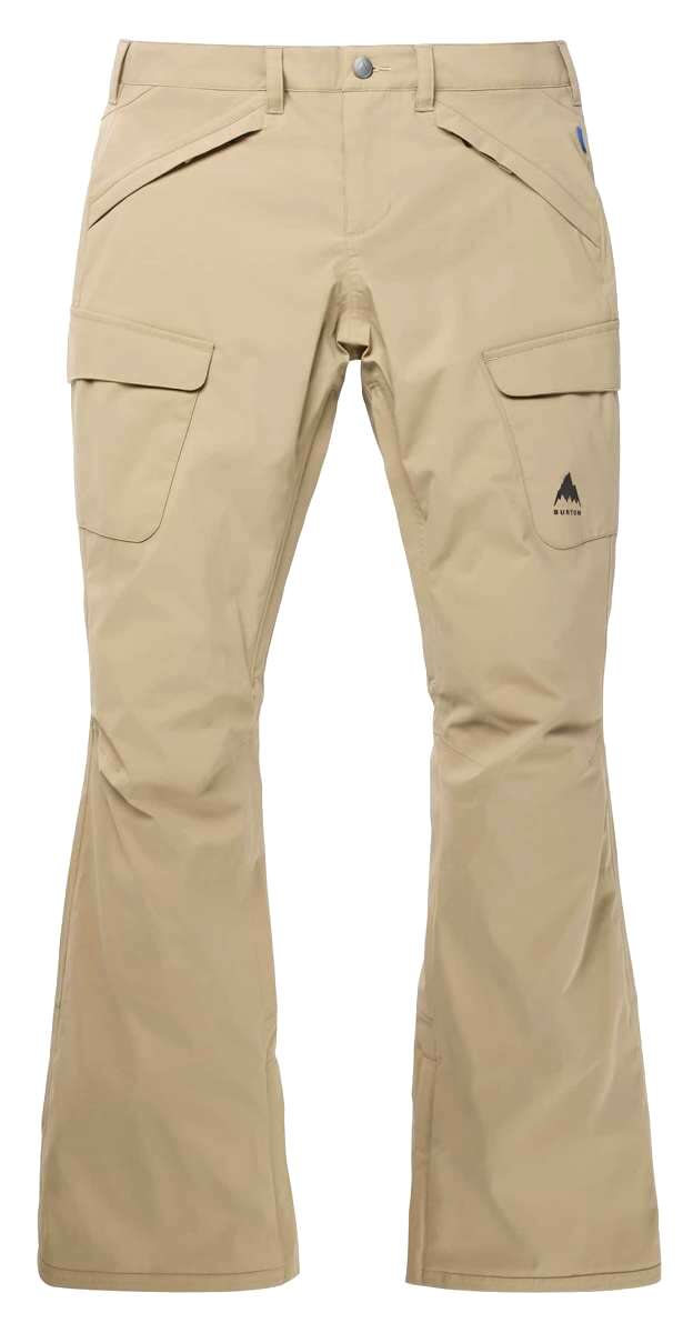 Burton Women's Gloria GORE-TEX 2L Pant 2024 - Beige snow pants with a small black logo on the left thigh featuring a mountain peak and the word "BURTON" in white.