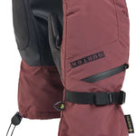 Burton Ladies GORE-TEX Mittens - Mittens are maroon with black accents and a black strap around the wrist.