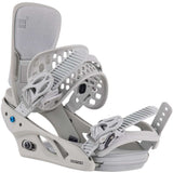 Burton Women's Lexa X Snowboard Binding 2024 - A light gray snowboard binding with a textured strap and a blue logo on the side.