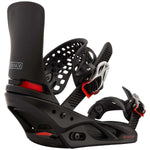 Burton Women's Lexa X Snowboard Binding 2024 - A black snowboard binding with a white logo on the strap and red accents.