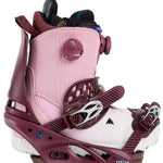 Burton Women's Lexa X Snowboard Binding 2024 - A pink snowboard binding with a black strap and silver buckles.